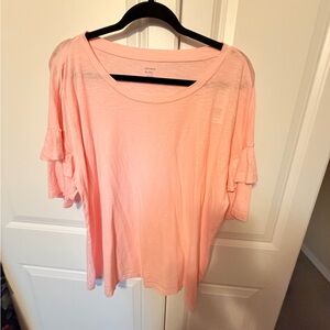 SOFT PINK Ruffle Sleeve Women's Top - Cozy Casual Tee